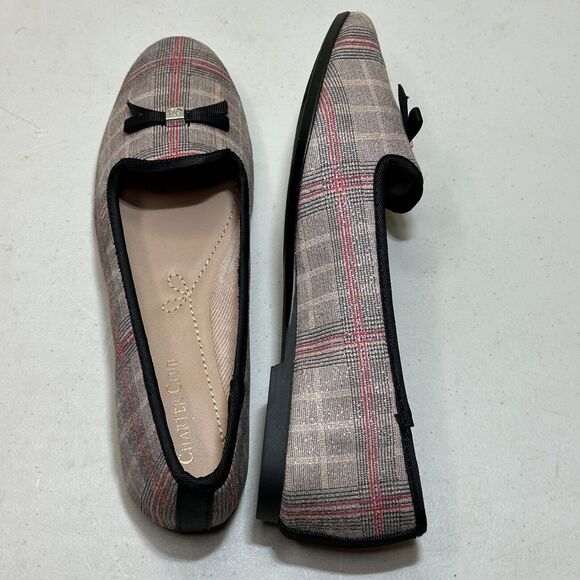 Charter Club Kimii Deconstructed Loafers Natural Beige/Black Plaid Womens 6M NWB - Picture 8 of 11